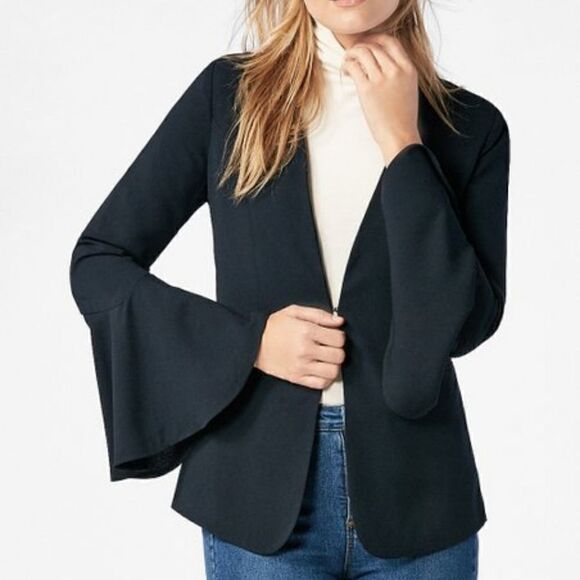 Lovers + Friends Black Single Button Blazer, Flared Bell Sleeves Size XSmall - Picture 1 of 12